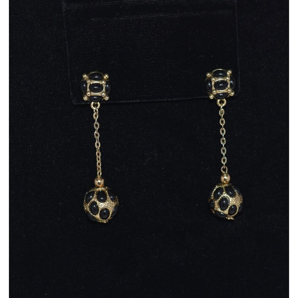 Kenneth Jay Lane Kjl Black Cabochon Dangling Ball… - image 3